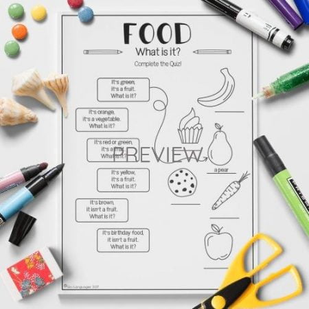 ESL English Food Quiz Activity Worksheet