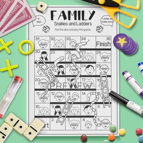 ESL English Family Snakes And Ladders Game Activity Worksheet