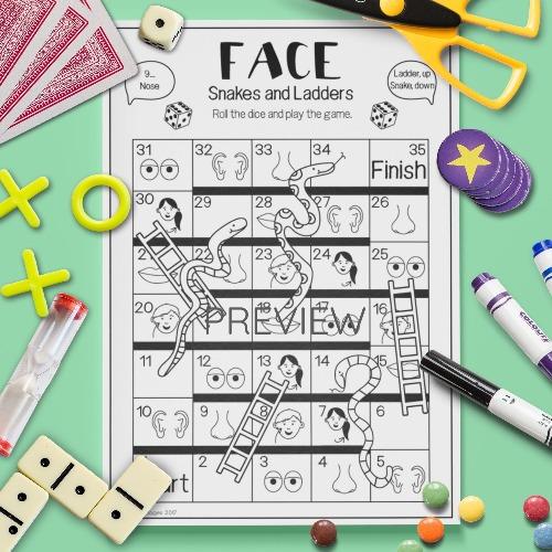 ESL English Face Snakes And Ladders Game Activity Worksheet
