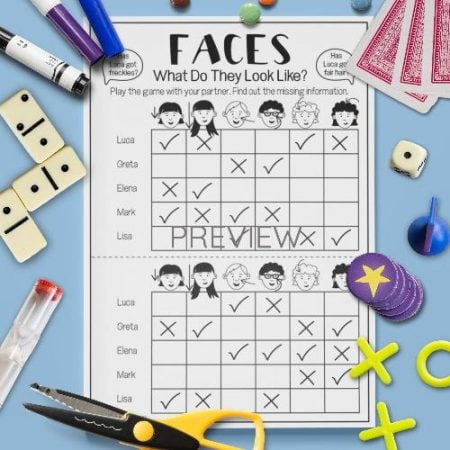 ESL English Face What Do They Look Like Game Activity Worksheet