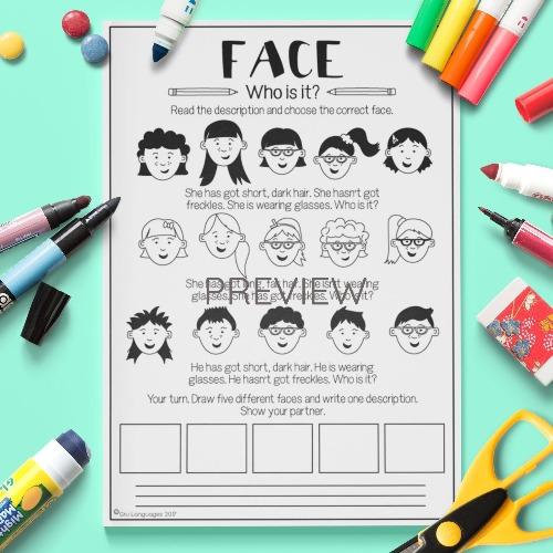 ESL English Face Who Is Who Activity Worksheet