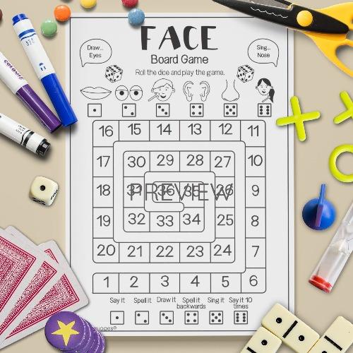 ESL English Face Board Game Activity Worksheet