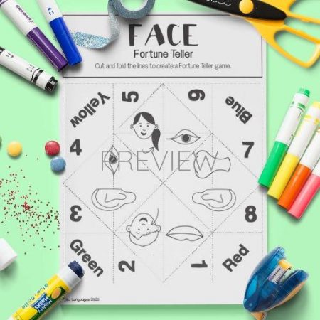 ESL English Face Fortune Teller Game Craft Activity Worksheet