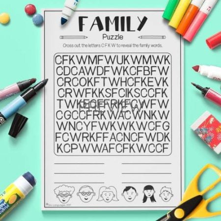 ESL English Family Letter Puzzle Activity Worksheet