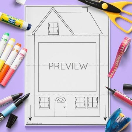 ESL English Family House Pull Down Craft Activity Worksheet