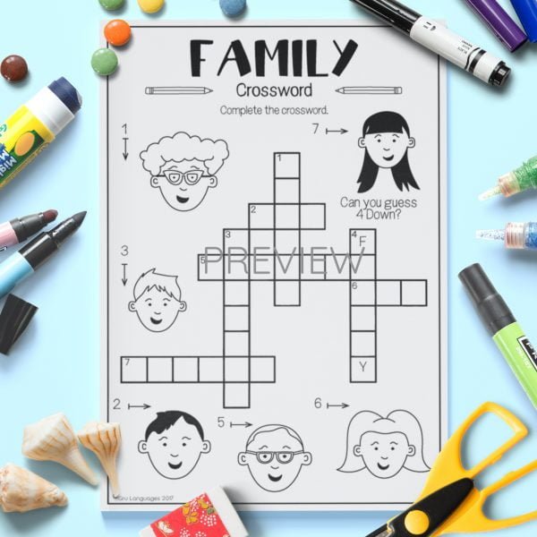 ESL English Family Crossword Activity Worksheet