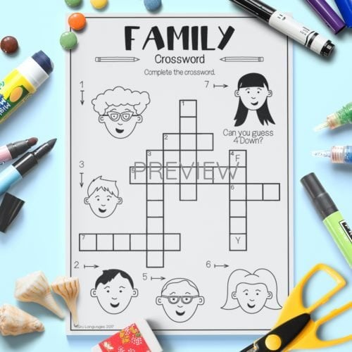 ESL English Family Crossword Activity Worksheet