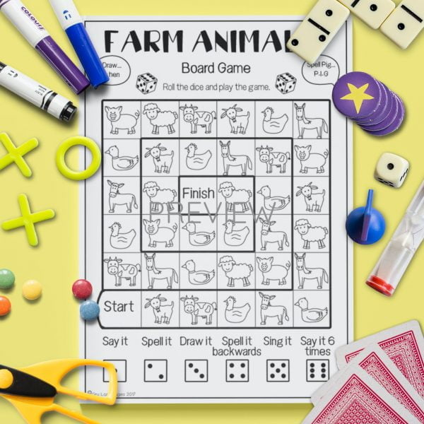 Farm Animals | Board Game | Fun ESL Worksheet For Kids