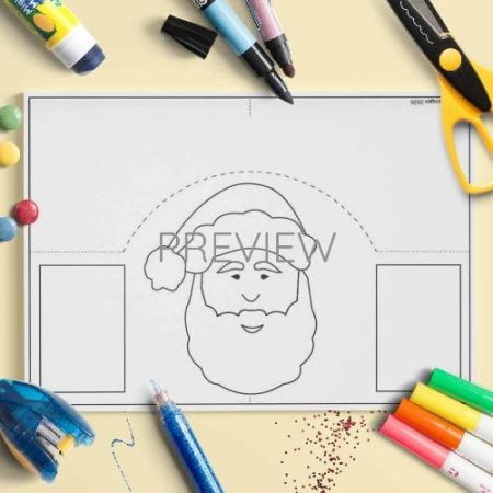 ESL English Father Christmas Face Craft Activity Worksheet