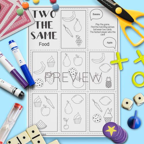 ESL English Food Two The Same Card Game Activity Worksheet