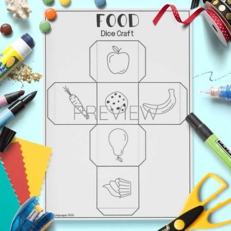 ESL English Food Dice Craft Activity Worksheet