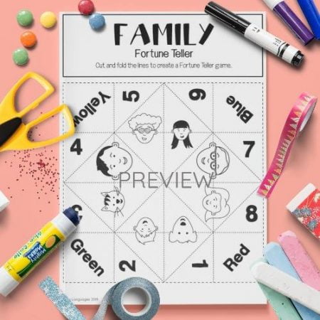 ESL English Family Fortune Teller Craft Game Activity Worksheet