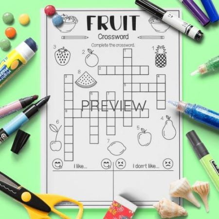 ESL English Fruit Crossword Activity Worksheet