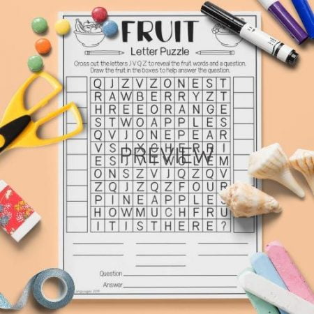ESL English Fruit Letter Puzzle Activity Worksheet