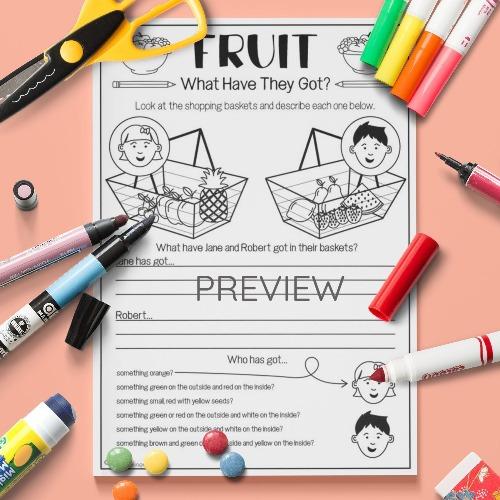ESL English Fruit What Have They Got Activity Worksheet