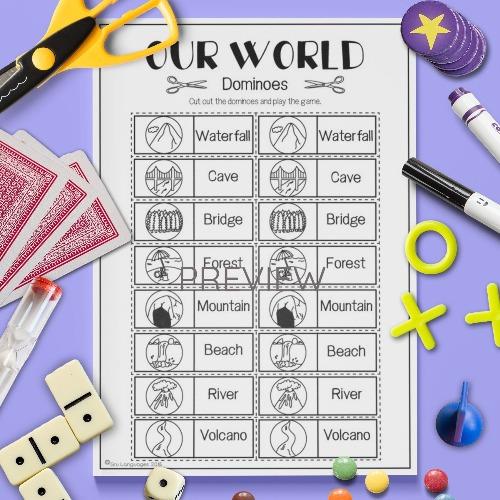 ESL English Our World Dominoes Game Activity Worksheet