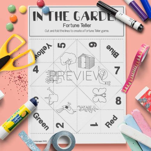 ESL English Garden Fortune Teller Craft Game Activity Worksheet