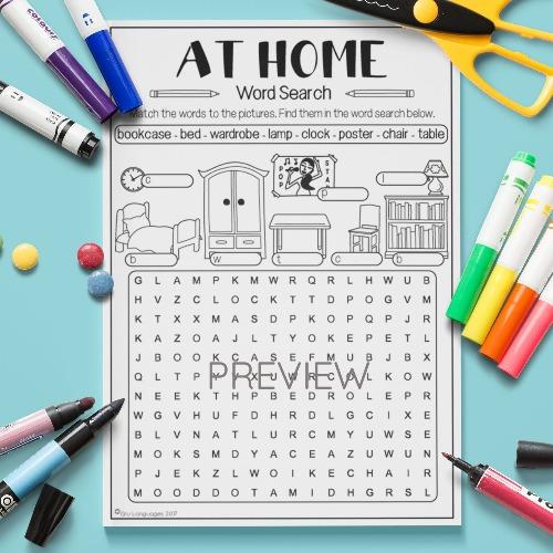 ESL English Home Word Search Activity Worksheet