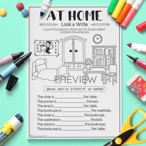 ESL English Home Look And Write Activity Worksheet