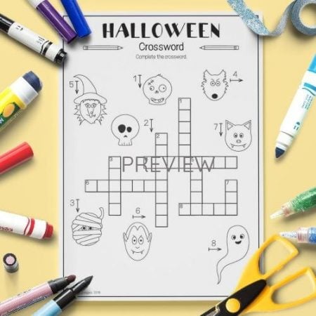 ESL English Halloween Crossword Activity Worksheet
