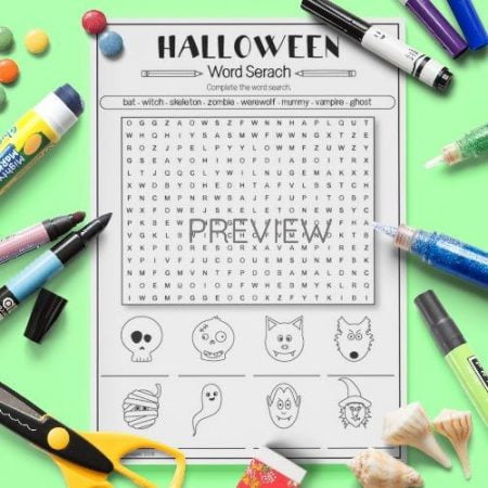 ESL English Halloween Word Search Activity Worksheet