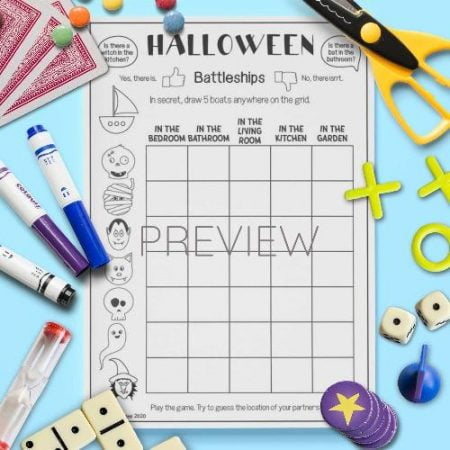 ESL English Halloween Battleships Game Activity Worksheet