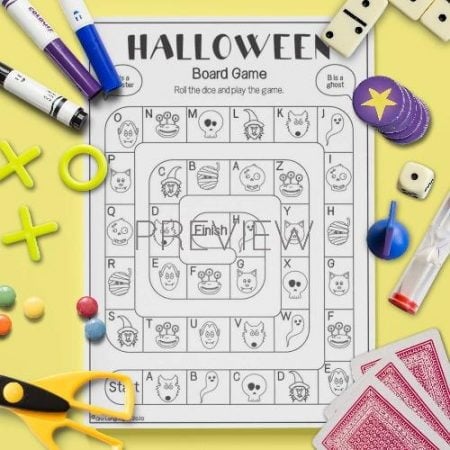ESL English Halloween Board Game Activity Worksheet