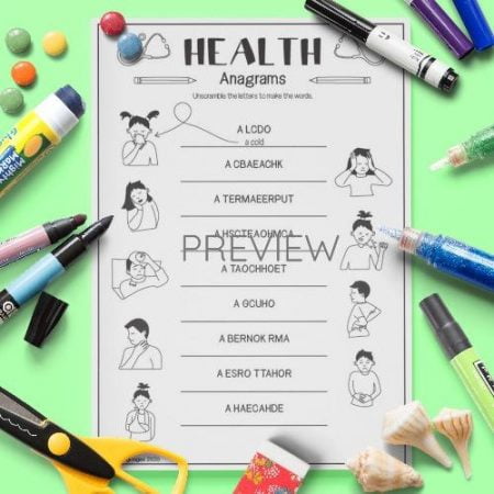ESL English Health Anagrams Activity Worksheet