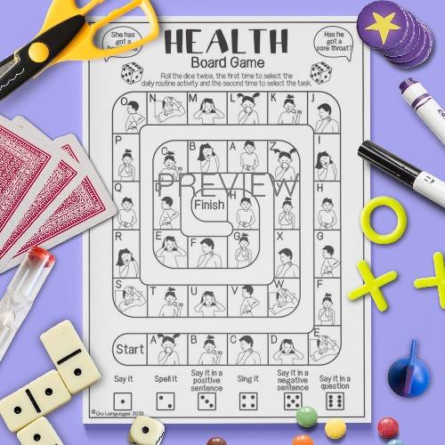 Health Board Game Fun ESL Worksheet For Kids