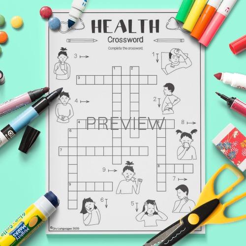 ESL English Health Crossword Activity Worksheet