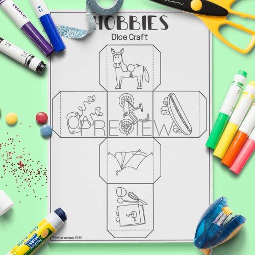 ESL English Hobbies Dice Craft Activity Worksheet