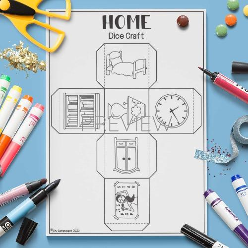 ESL English House Dice Craft Activity Worksheet