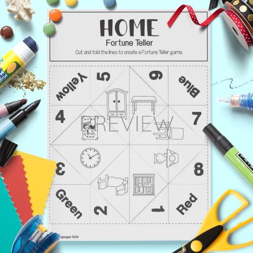 ESL English House Fortune Teller Craft Game Activity Worksheet