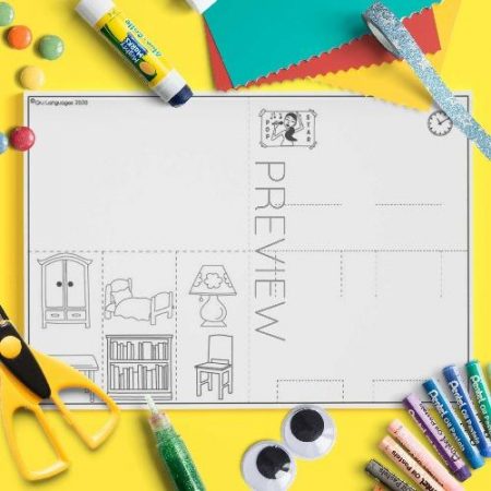 ESL English House Pop Up Scene Activity Worksheet