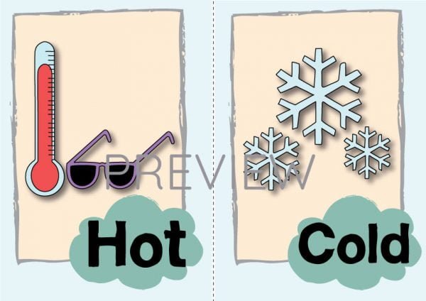 ESL English Hot Cold Flashcard