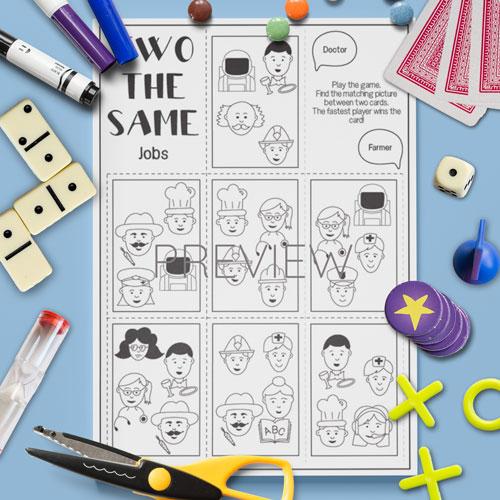 ESL English Jobs Two The Same Card Game Activity Worksheet