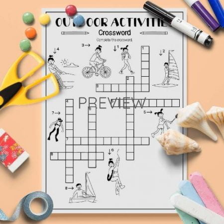 ESL English Outdoor Activities Crossword Activity Worksheet