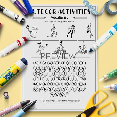 ESL English Outdoor Activities Letter Puzzle Activity Worksheet