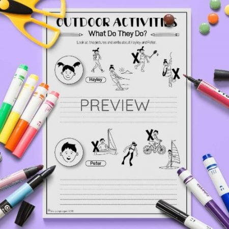 ESL English Outdoor Activities Writing Activity Worksheet