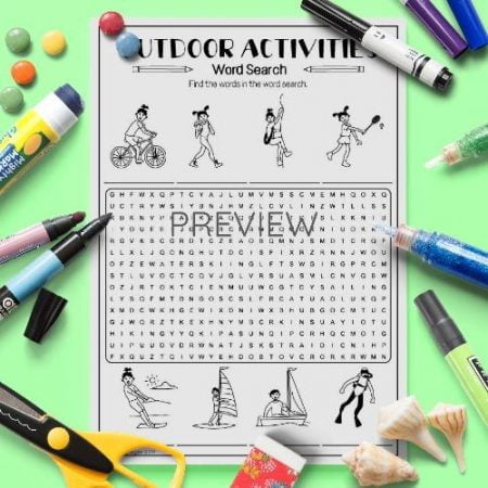 ESL English Outdoor Activities Word Search Activity Worksheet