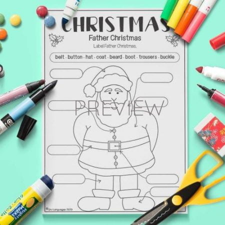 ESL English Label Father Christmas Activity Worksheet
