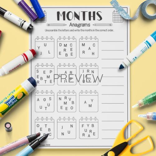 ESL English Months Of The Year Anagrams Activity Worksheet