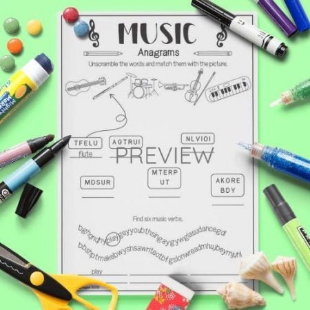 Music | Anagrams Activity | Fun ESL Worksheet For Children