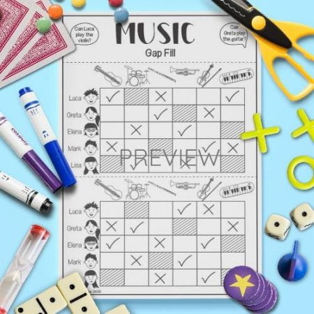 ESL English Music Gap Fill Activity Worksheet