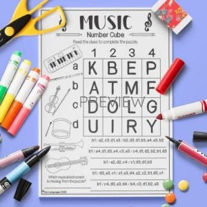 Music | Number Cube Activity | Fun ESL Worksheet For Kids