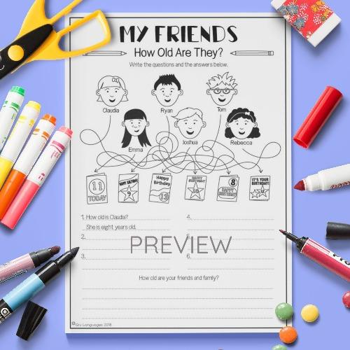ESL English My Friends How Old Are They Activity Worksheet