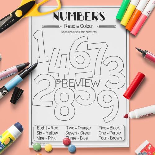 ESL English Numbers Read And Colour Activity Worksheet
