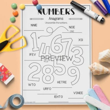 ESL English Numbers Anagrams Activity Worksheet