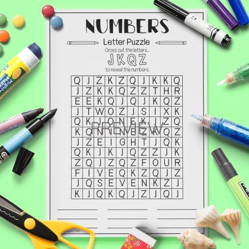 ESL English Numbers Letter Puzzle Activity Worksheet