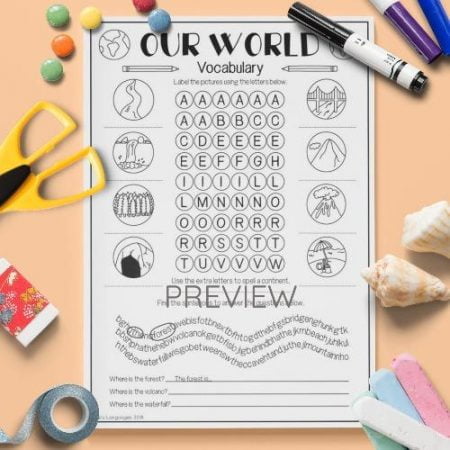 ESL English Our World Vocabulary Activity Worksheet